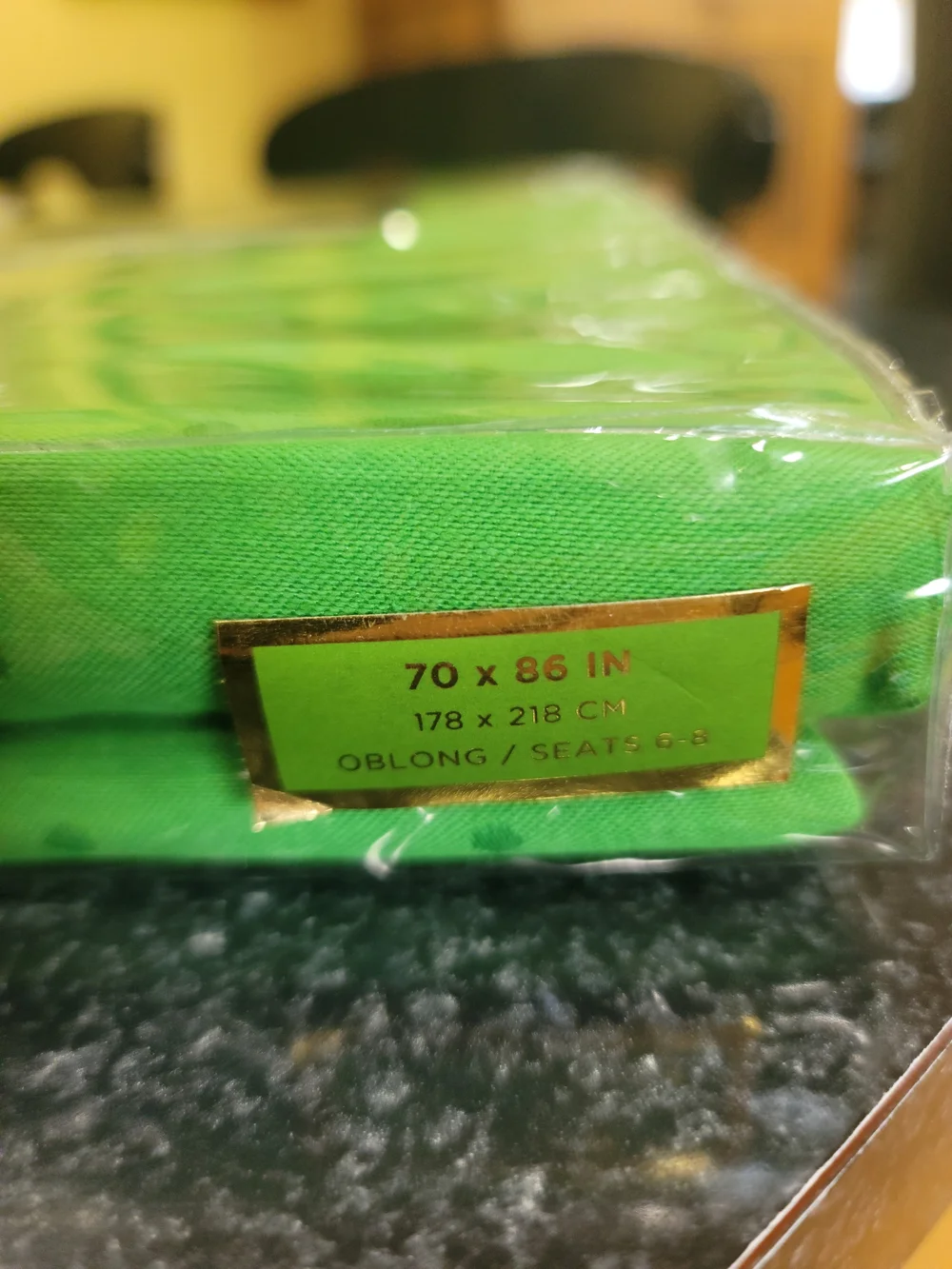 kate spade Bright Green Tablecloth with Gold Logo Accent